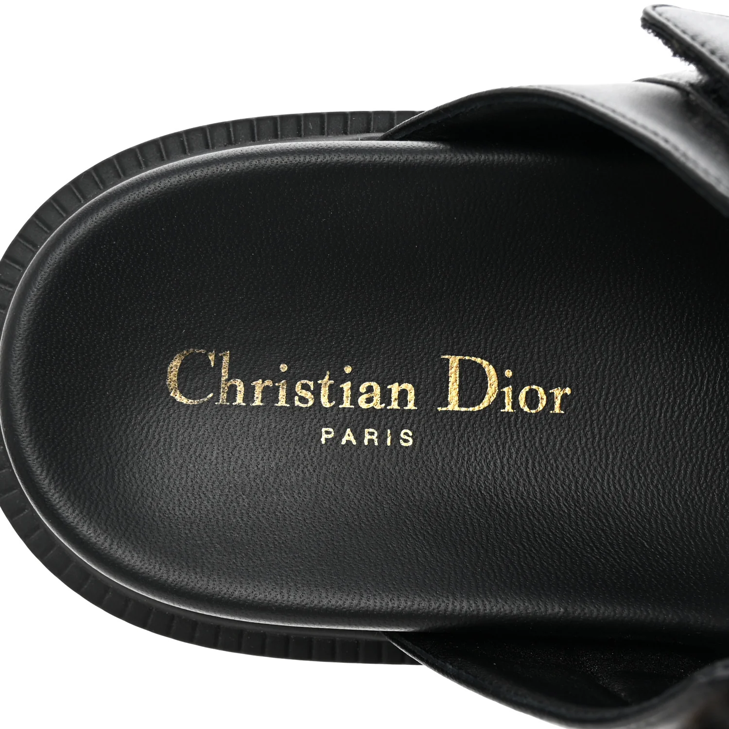 Lambskin Dioract 10mm Slide Sandals 39.5 Black - Top Club
