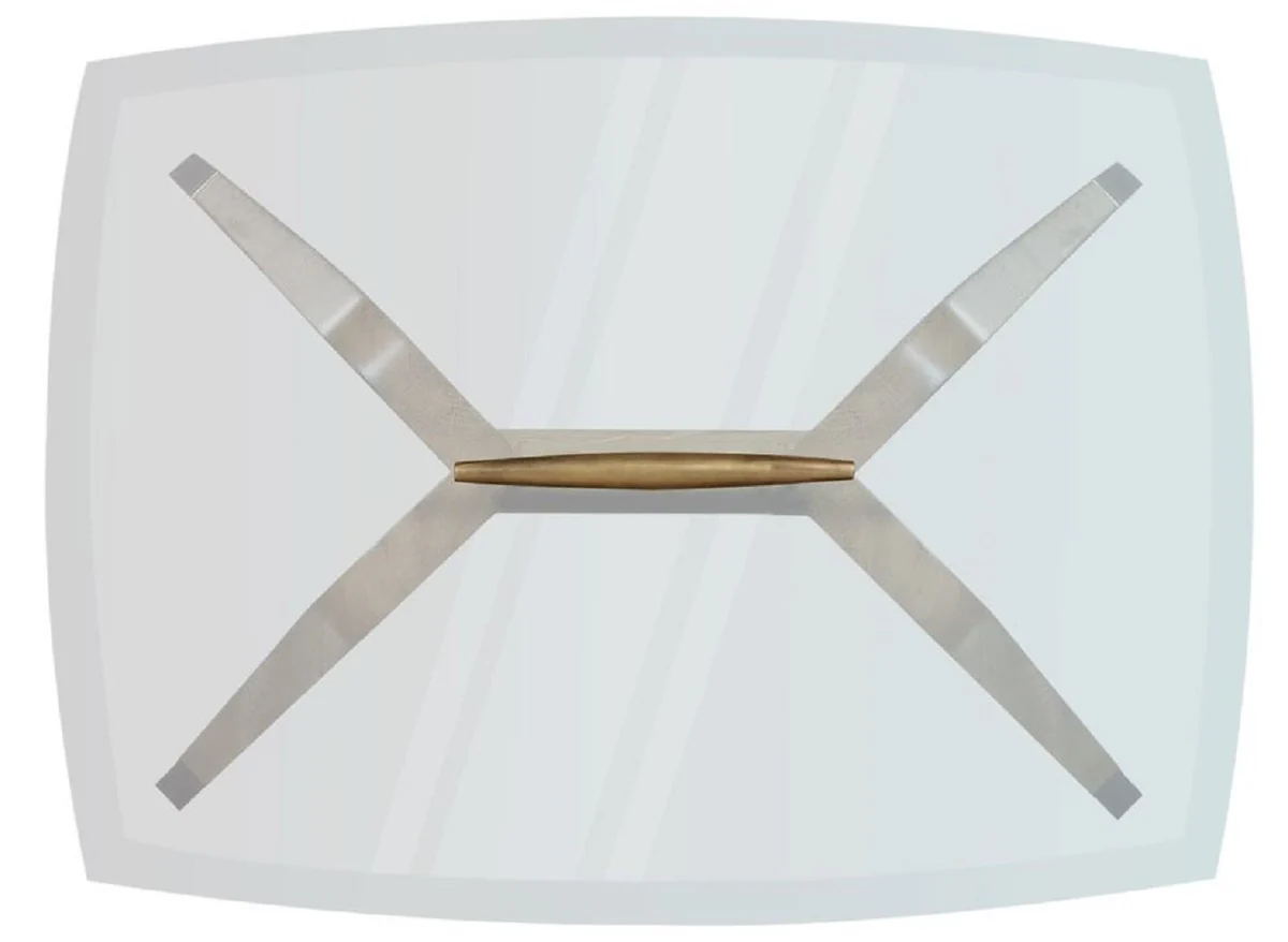 Luxury side table natural colors / brown / brass 60 x 40 x H. 53 cm - Modern table with glass top and carrying handle - Living room furniture - Luxury collection