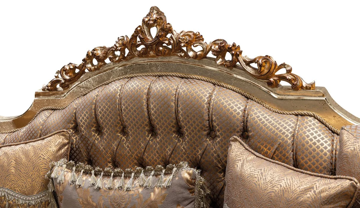 Luxury baroque sofa copper / antique silver / gold - baroque style living room sofa with elegant pattern - luxury living room furniture in baroque style - baroque furnishings - baroque furniture