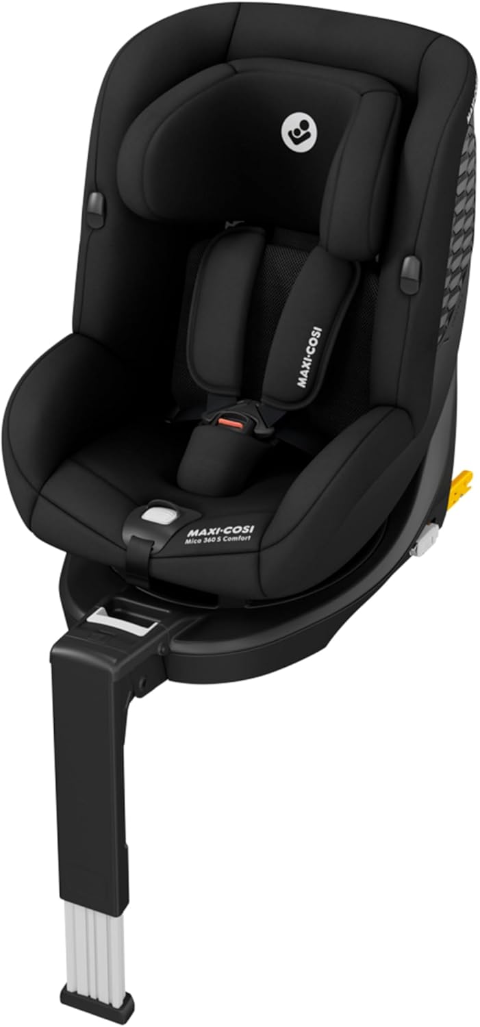Maxi-Cosi Mica 360 S Comfort, Tessuti Traspiranti, Seggiolino Auto Girevole 360, 0-4 Anni (40-105 cm), Rotazione FlexiSpin, 5 Posizioni Reclinate, Protezione G-CELL, Ganci per Cinture, Authentic Black