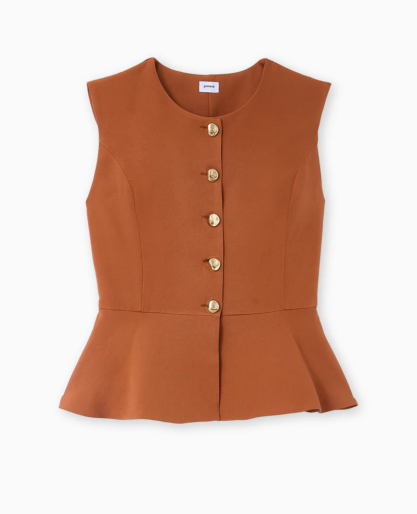 Pimkie Veste sans manches peplum avec boutons fantaisie