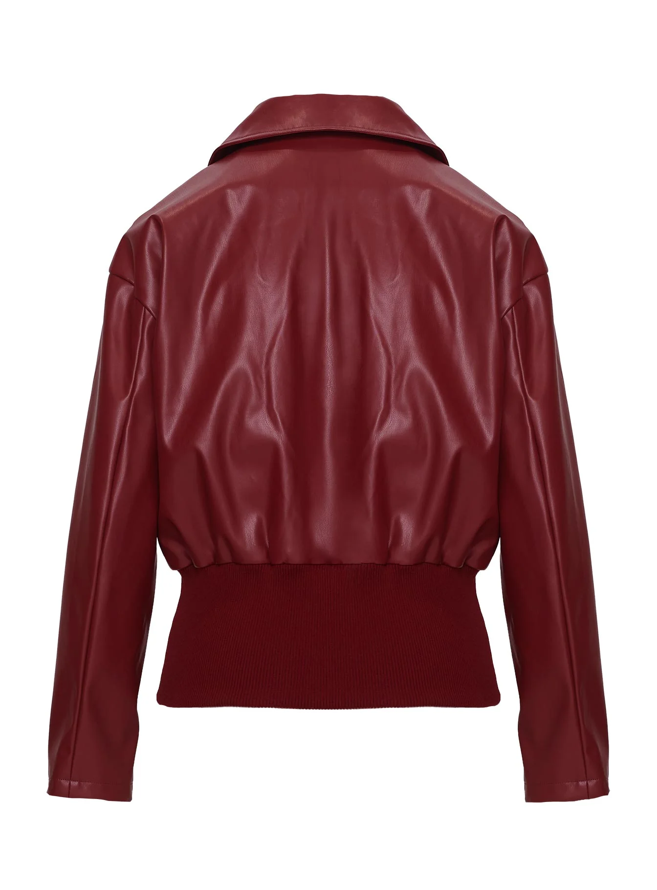 Radio On Blast Faux Leather Bomber Jacket Red