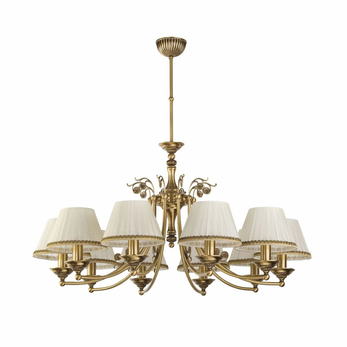 Luxury baroque chandelier brass with patina / cream Ø 83 x H. 70 cm