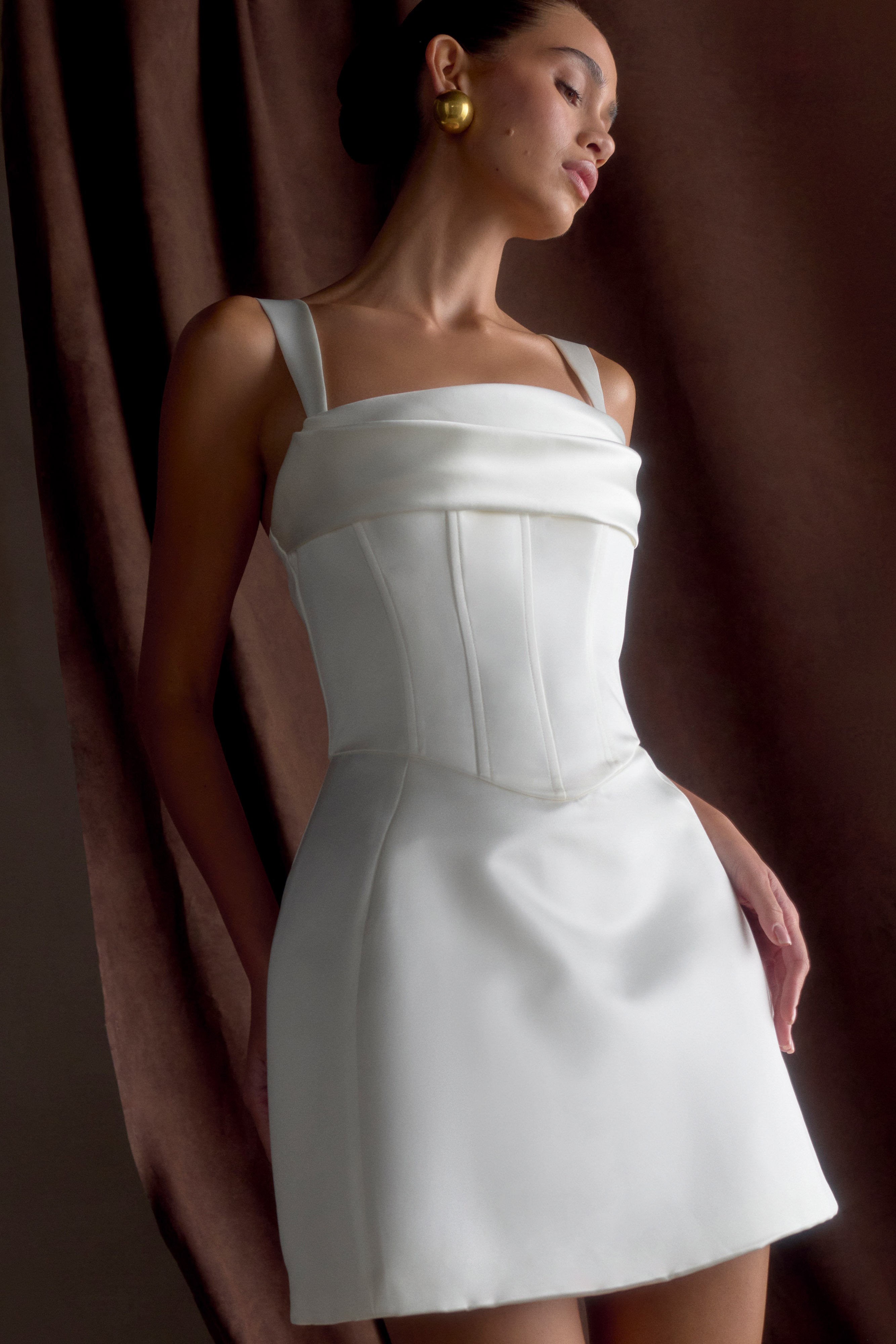 Isabel Satin Corset Mini Dress - White