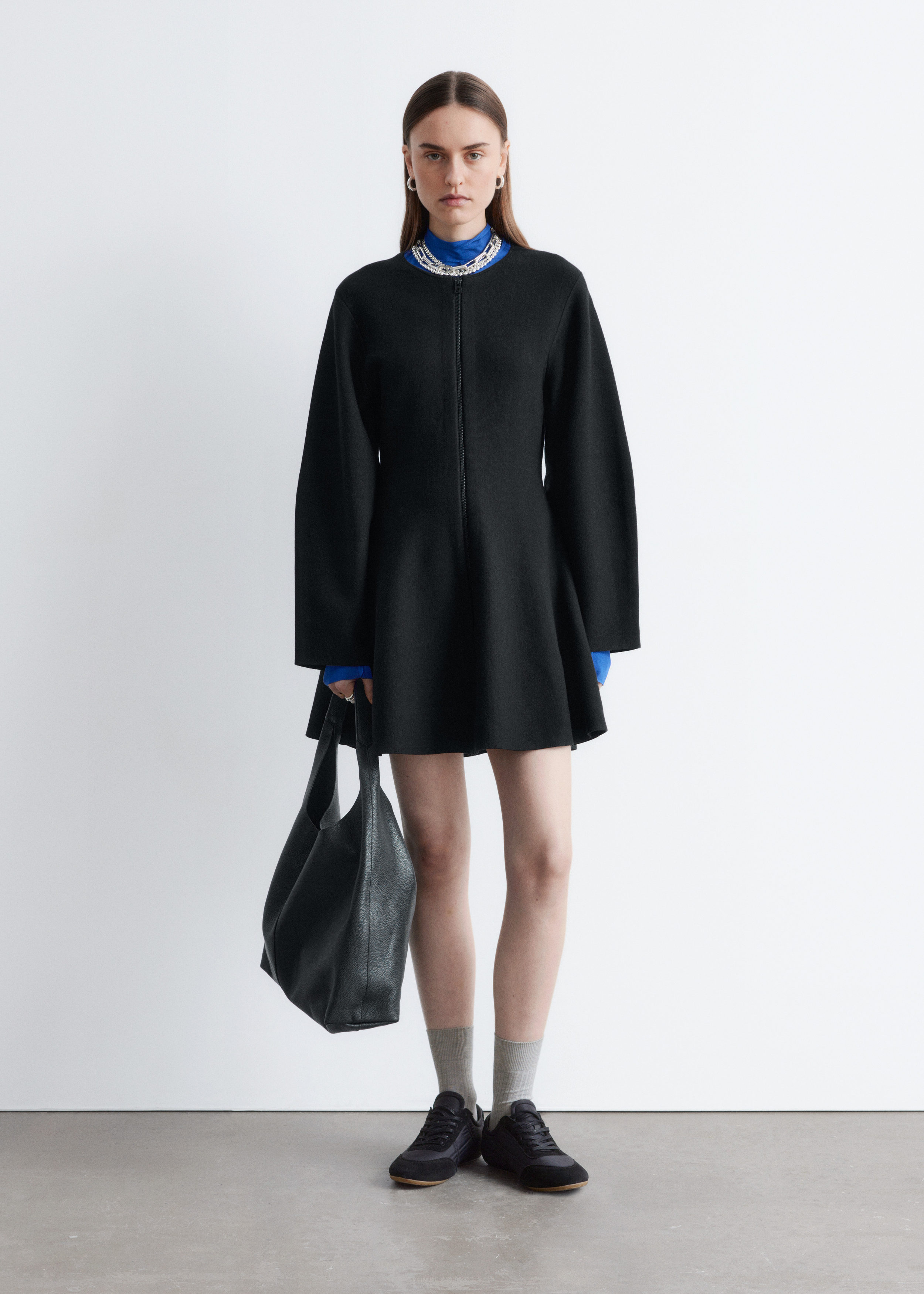 & Other Stories SCULPTURAL-SLEEVE KNITTED MINI DRESS