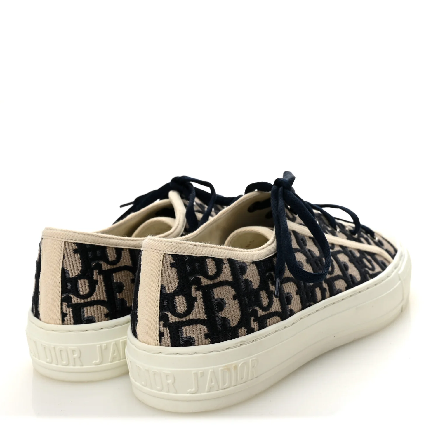 Canvas Oblique Walk'N'Dior Low Top Sneakers 38.5 Deep Blue - Top Club