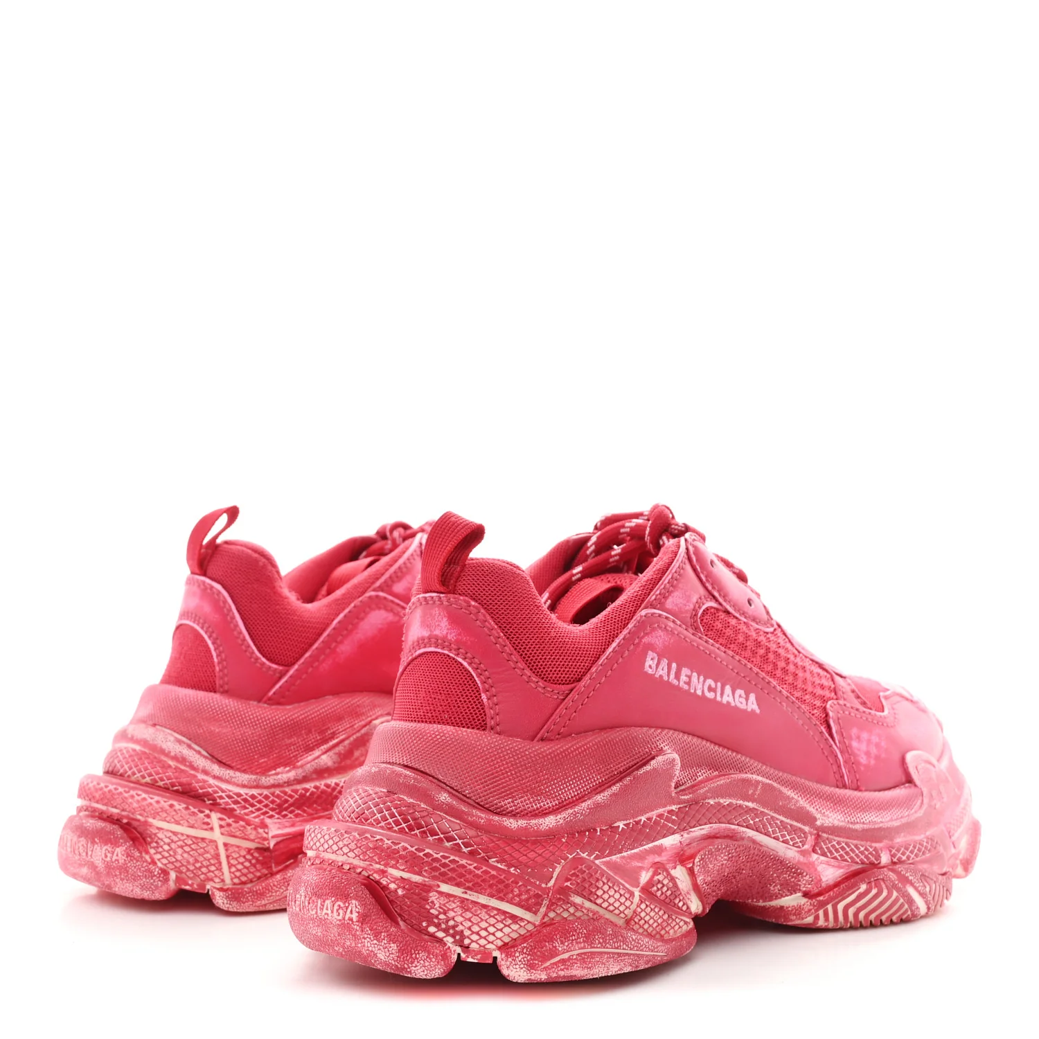 Fabric Mesh Faded Washed Womens Triple S Sneakers 38 Red - Top Club