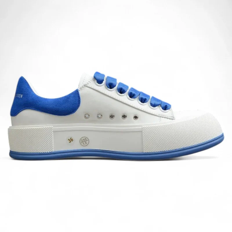 Alexander McQueen Vulcanized Low-Top Sneakers – White Royal Blue - Sneaker Replica Workshop