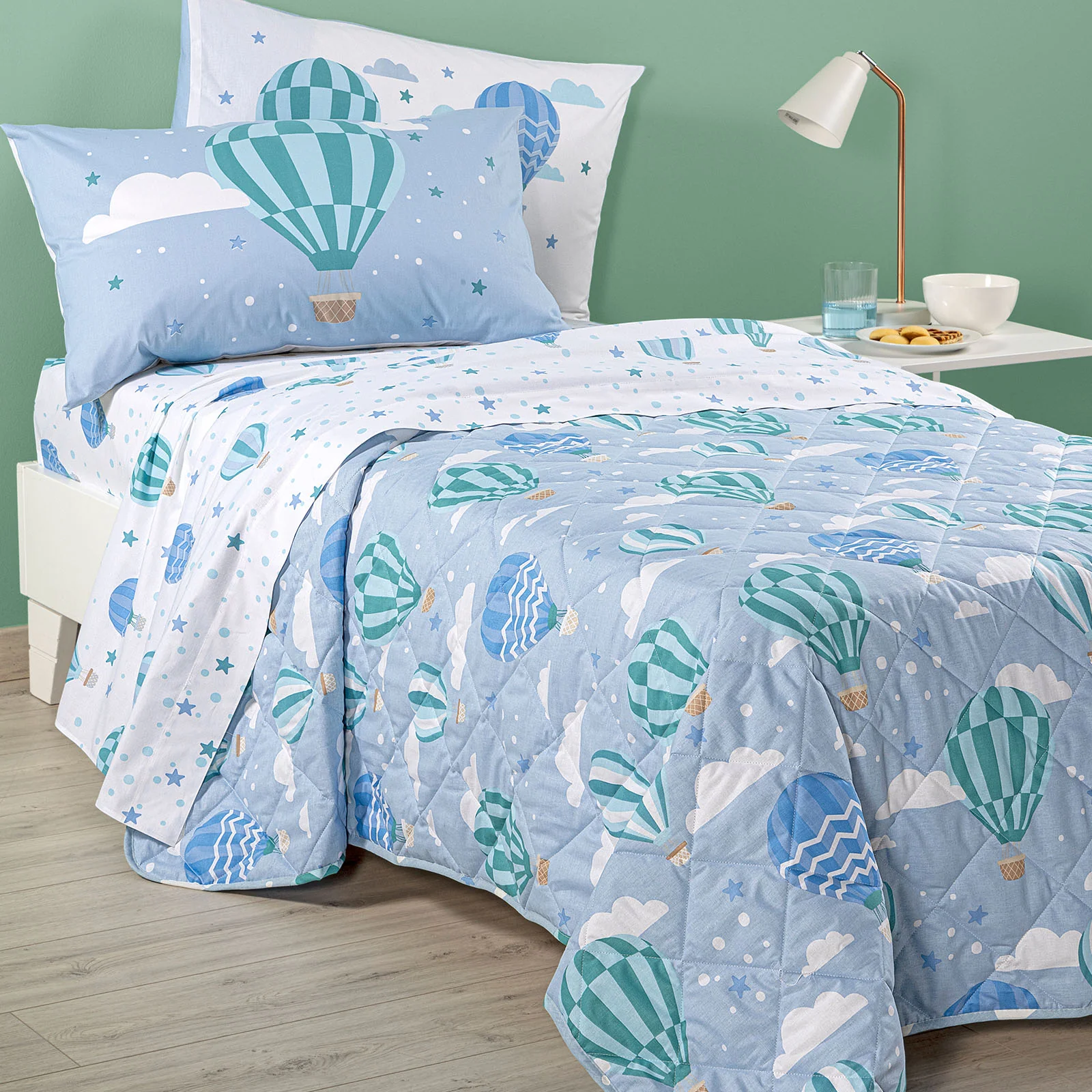 Single cotton stars quilted sky cotton caleffi kids