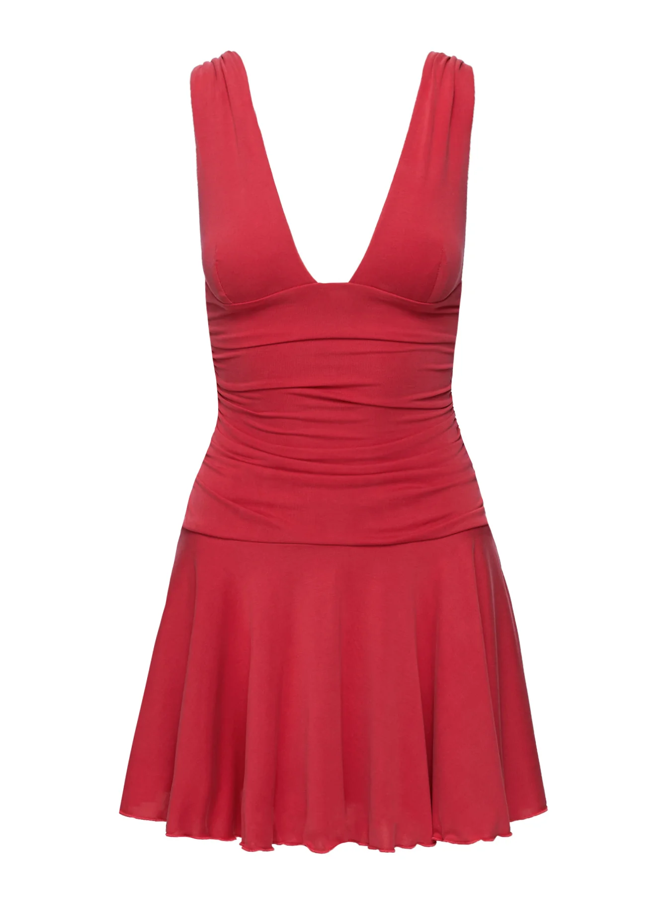 Poseur Plunge Mini Dress Red