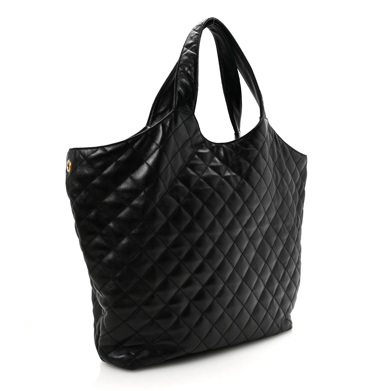Lambskin Quilted Maxi Icare Shopping Tote Black - Top Club
