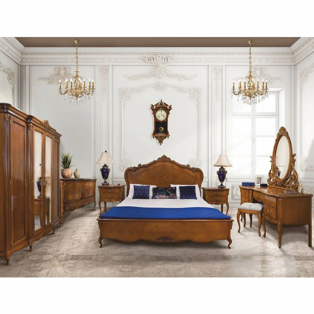 Luxury Baroque Double Bed Brown - Handmade Baroque Style Bedroom Furniture