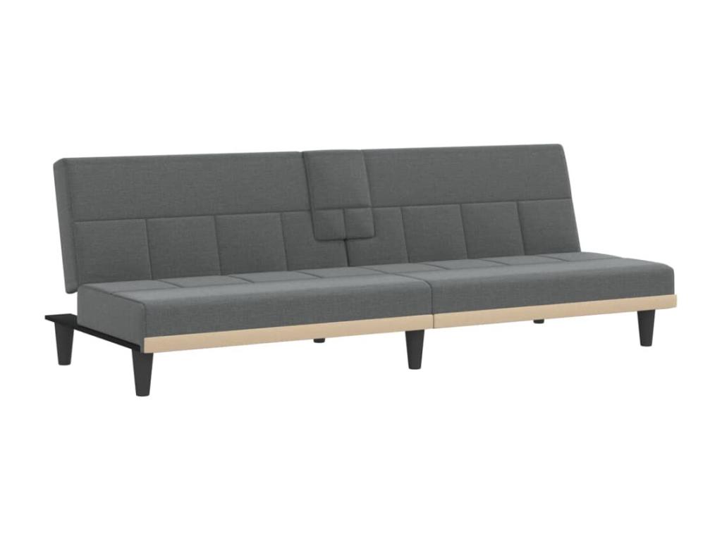 Sofá cama con portavasos tela gris oscuro