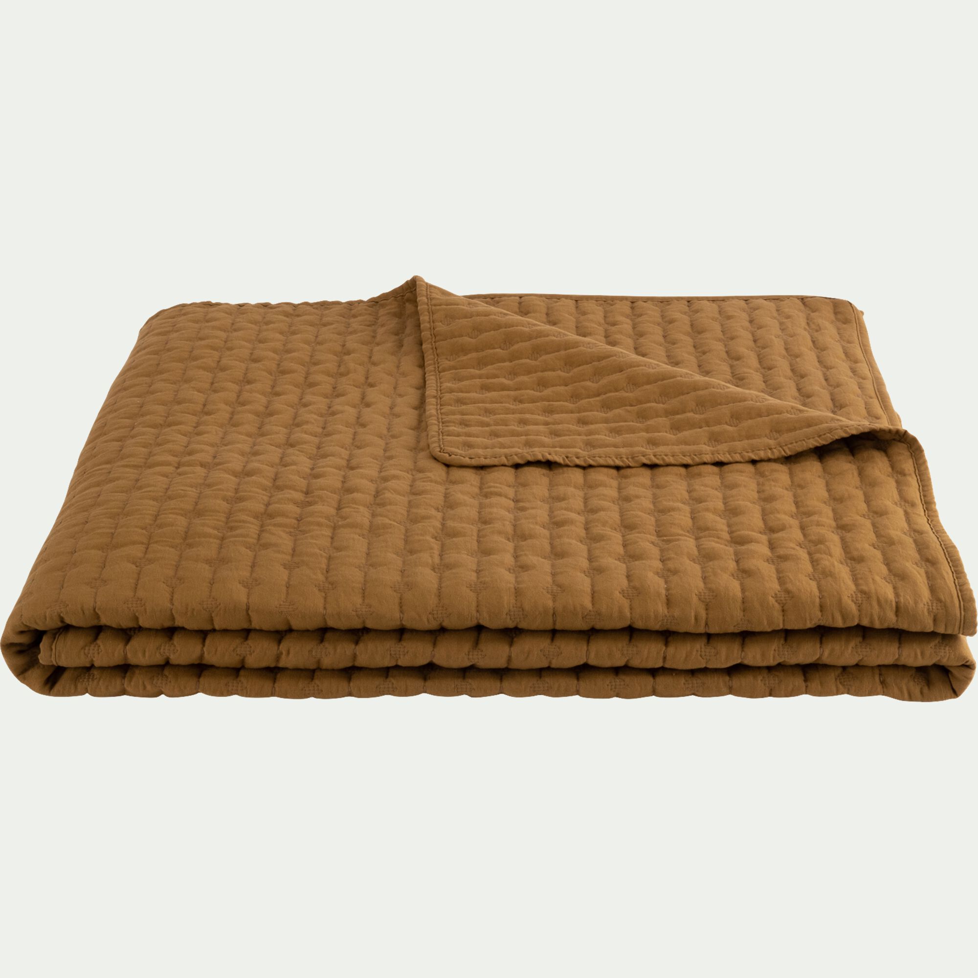 BENITO - Couvre-lit en tissu surpiqué 230x250cm - jaune alep