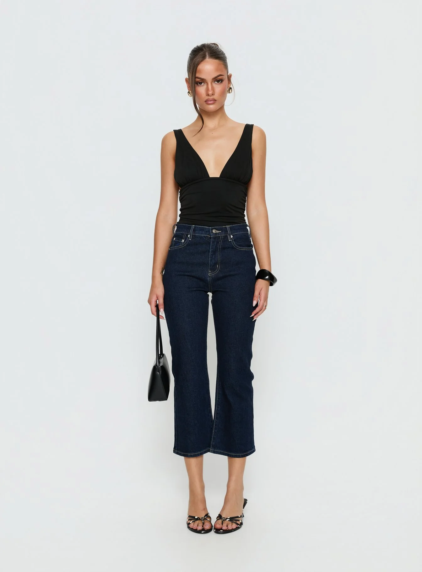Cindee High Rise Cropped Jeans Raw Indigo
