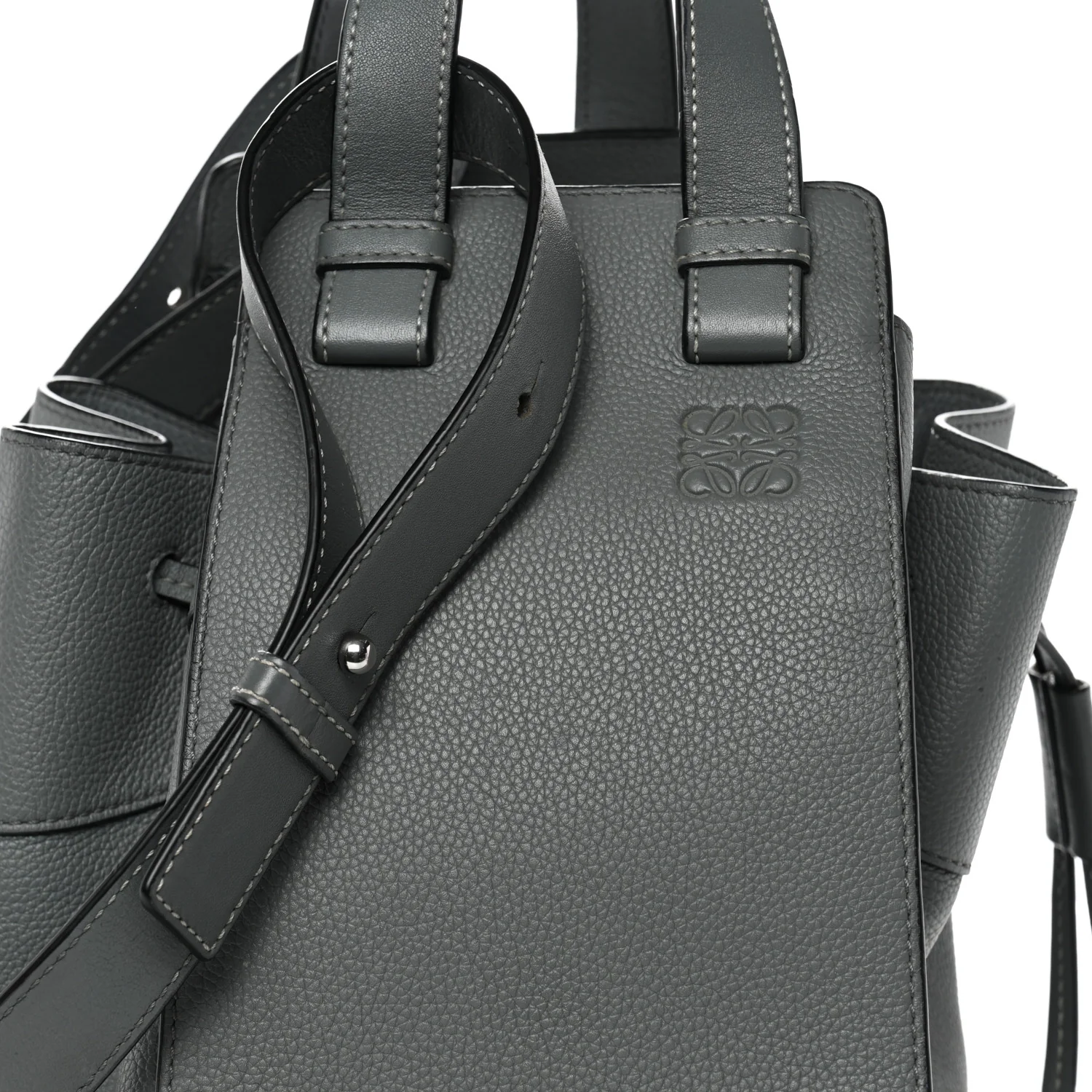 Grained Calfskin Medium Hammock Shoulder Bag Blue - Top Club