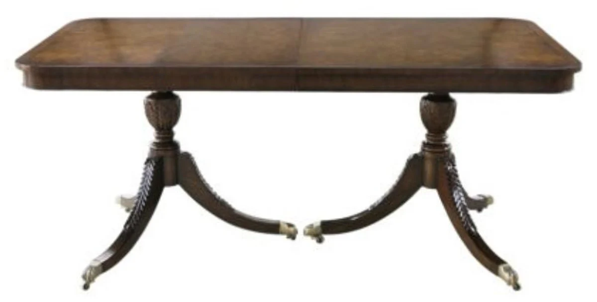 Luxury mahogany dining table with wheels light brown / dark brown 180 x 95 x H. 89 cm - luxury dining room furniture