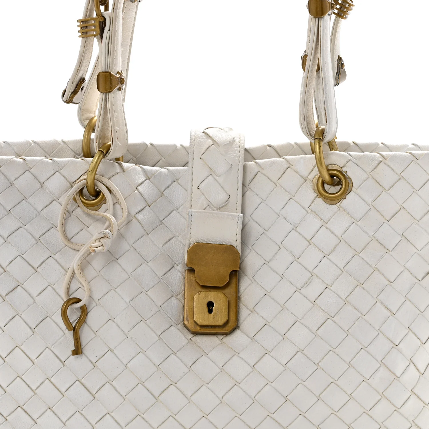 Nappa Intrecciato Small Capri Tote White - Top Club