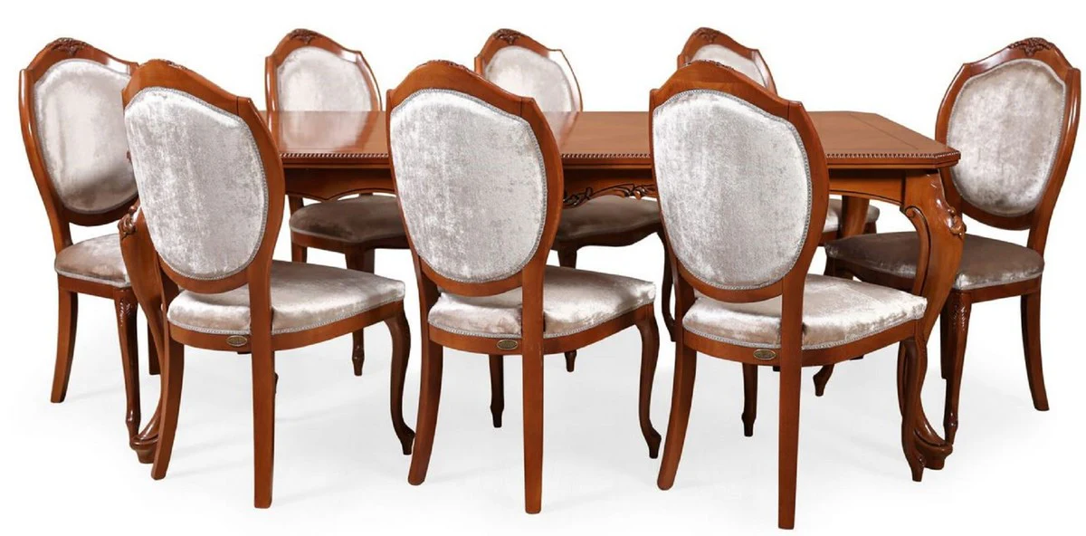 Luxury Baroque Dining Table Brown - Extendable Baroque Style Solid Wood Kitchen Table - Magnificent Luxury Dining Room Furniture in Baroque Style - Baroque Dining Room Furniture - Baroque Furnishings