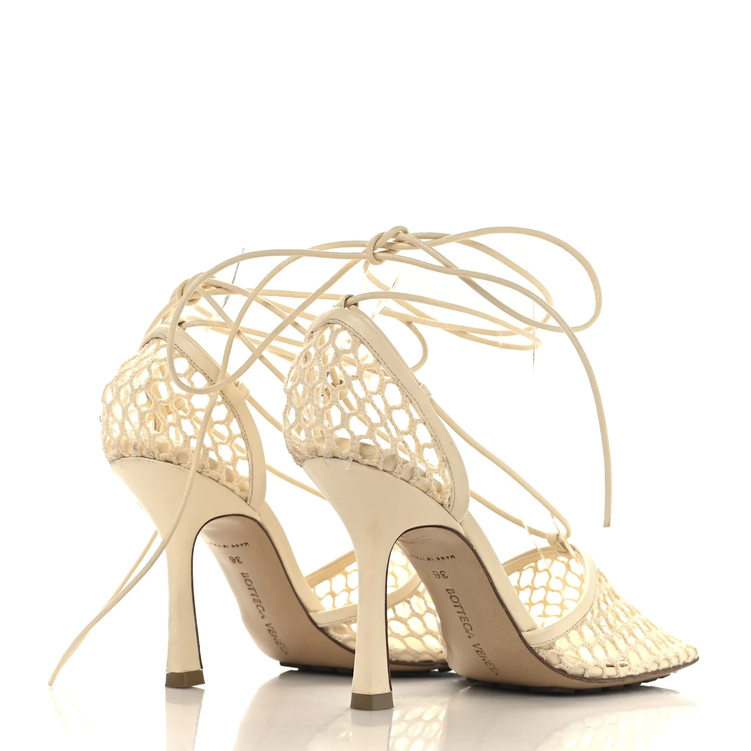 Mesh Nappa Stretch Ankle Tie Sandals 36 Toile - Top Club