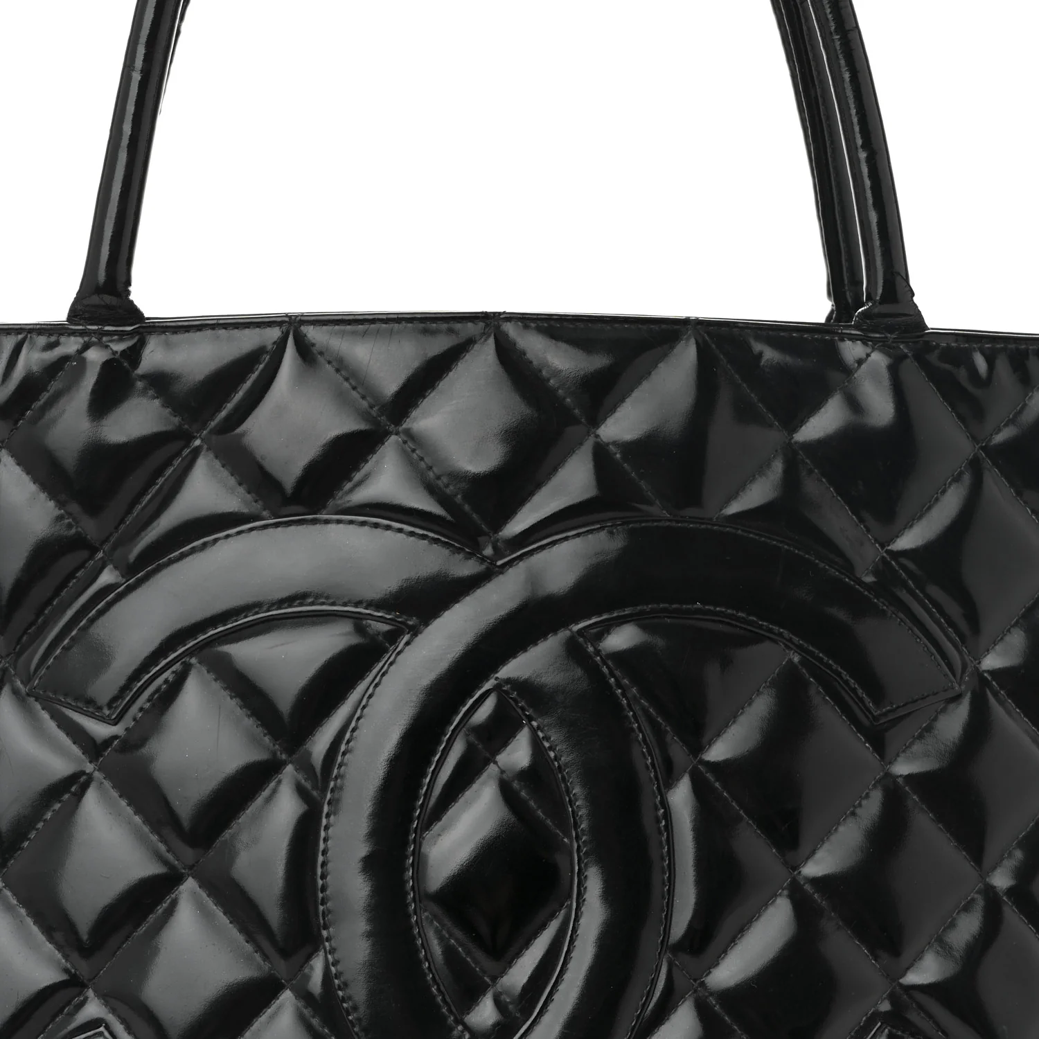 Patent Medallion Tote Black - Top Club