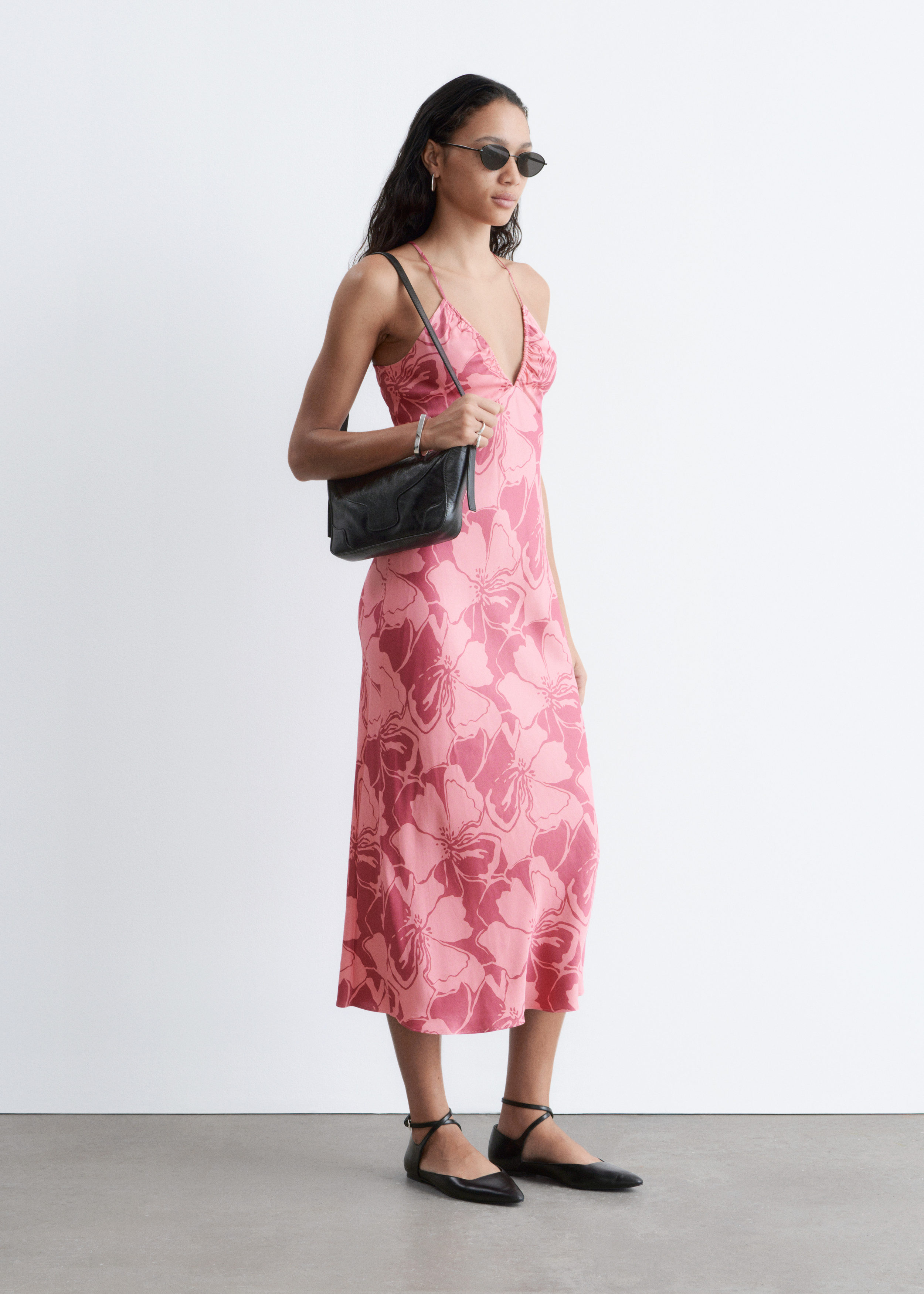 & Other Stories SATIN SLIP MIDI DRESS