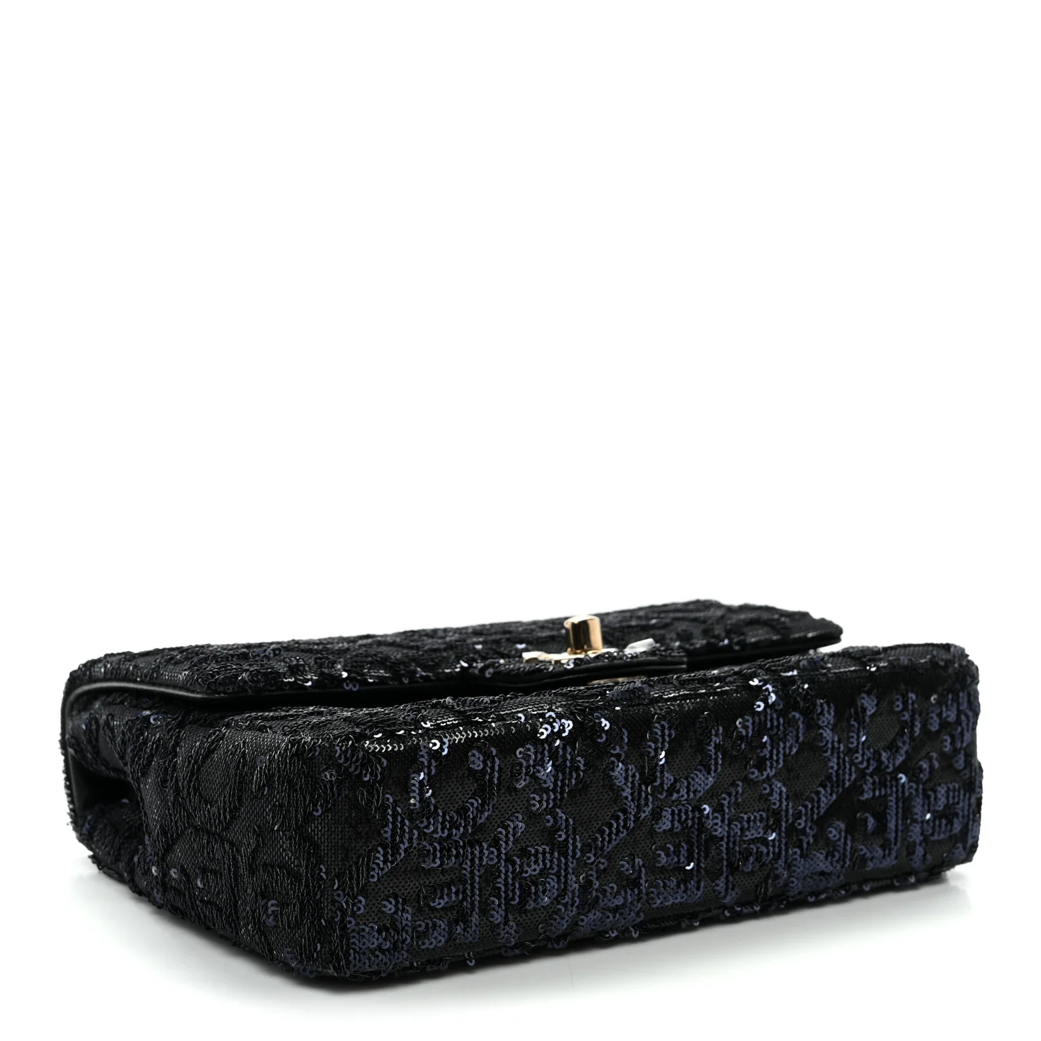 Sequin Quilted Small Single Flap Black - Top Club