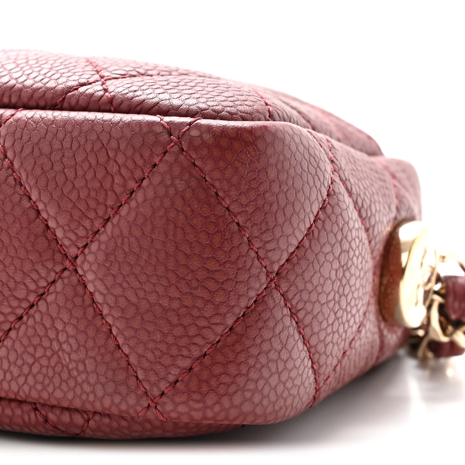 Caviar Quilted Mini Coco Tassel Camera Case Burgundy - Top Club