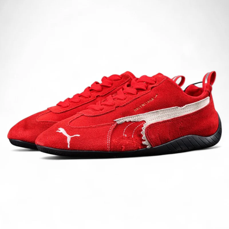 Balenciaga Speedcat Suede in Red White Black - Sneaker Replica Workshop