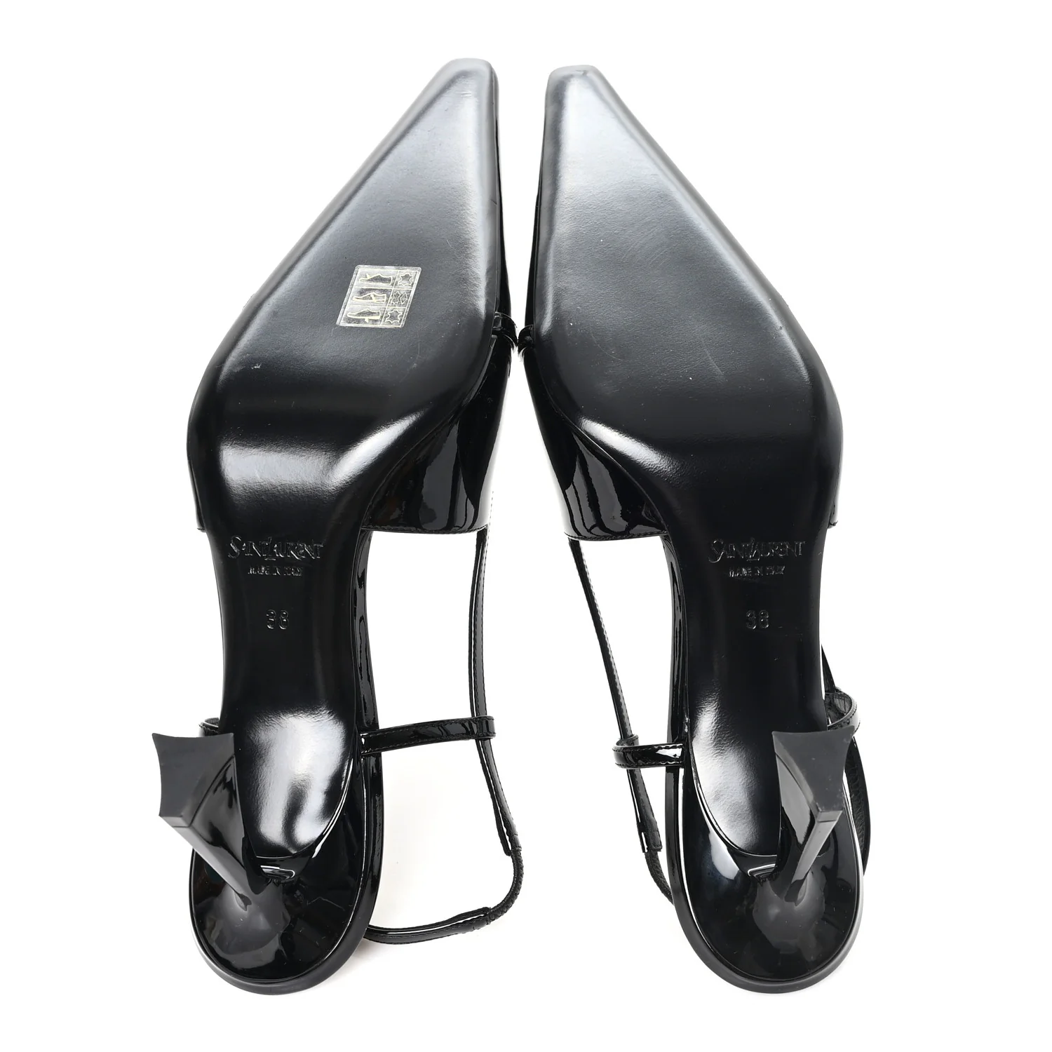 Patent Calfskin Jacqueline 75 Slingback Pumps 38 Black - Top Club
