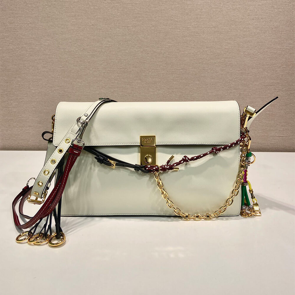Prada Soft Sound large leather shoulder bag with charms(high-end grade) - Top Club