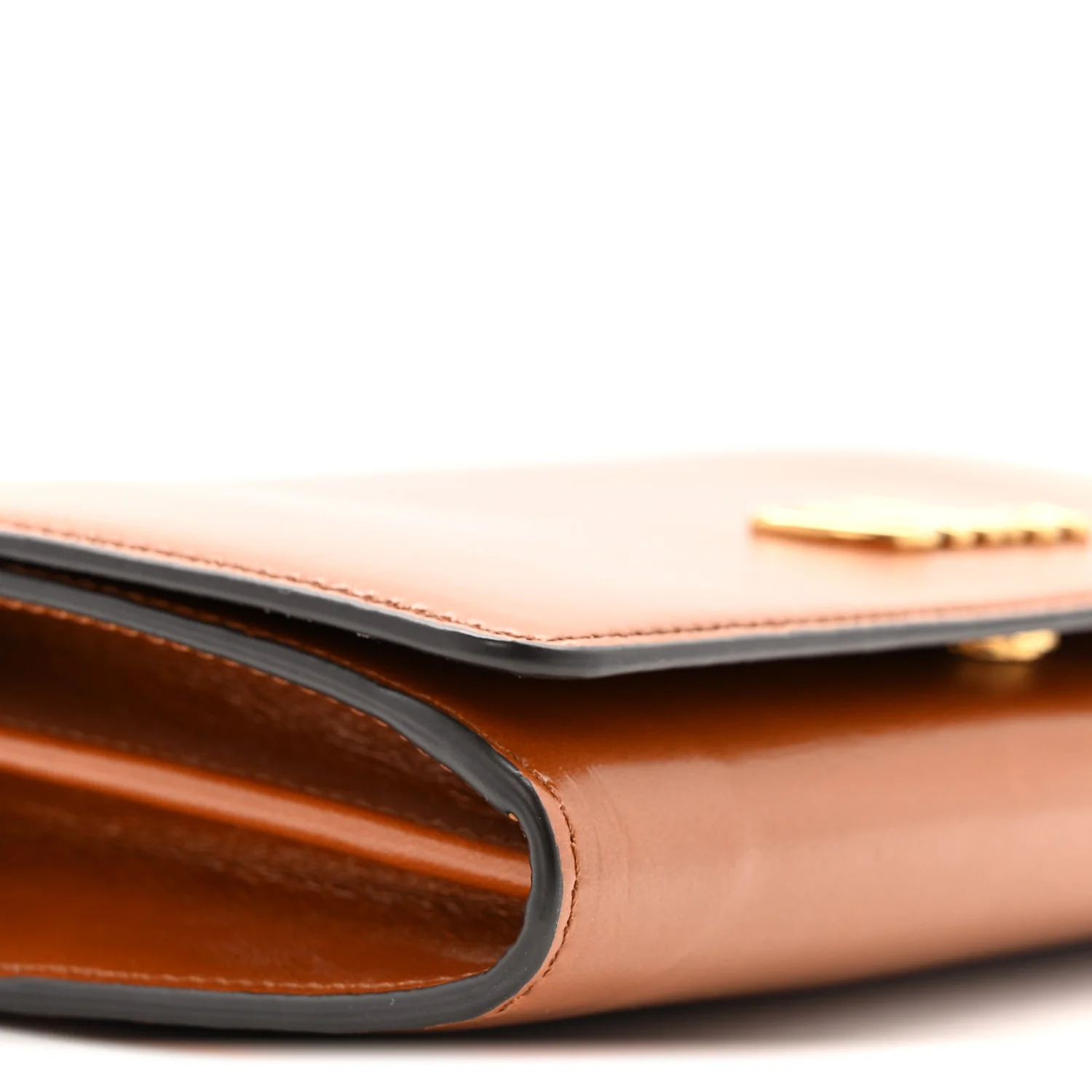 Calfskin Iconic Flap Wallet On Chain Clay Brown - Top Club