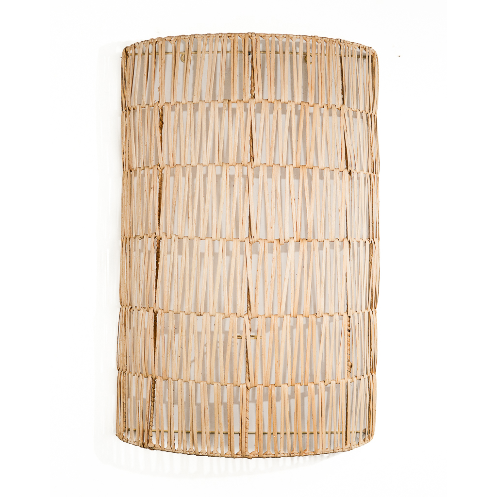 Wandlamp van gelakte rotan schil 40x60 cm
