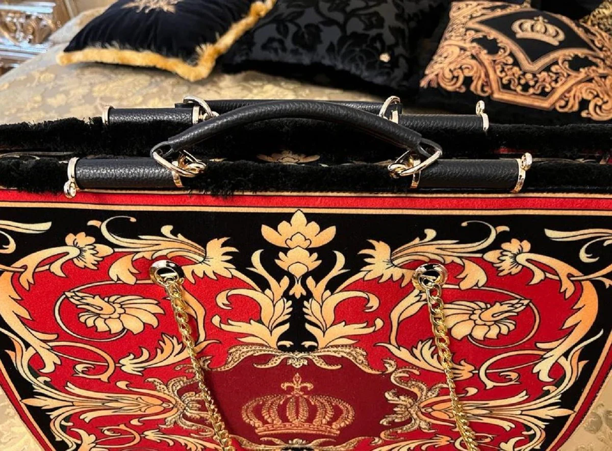 Pompöös by Luxus women's handbag crown and glitter stones red / black / gold 43 x H. 43 cm - designed by Harald Glööckler