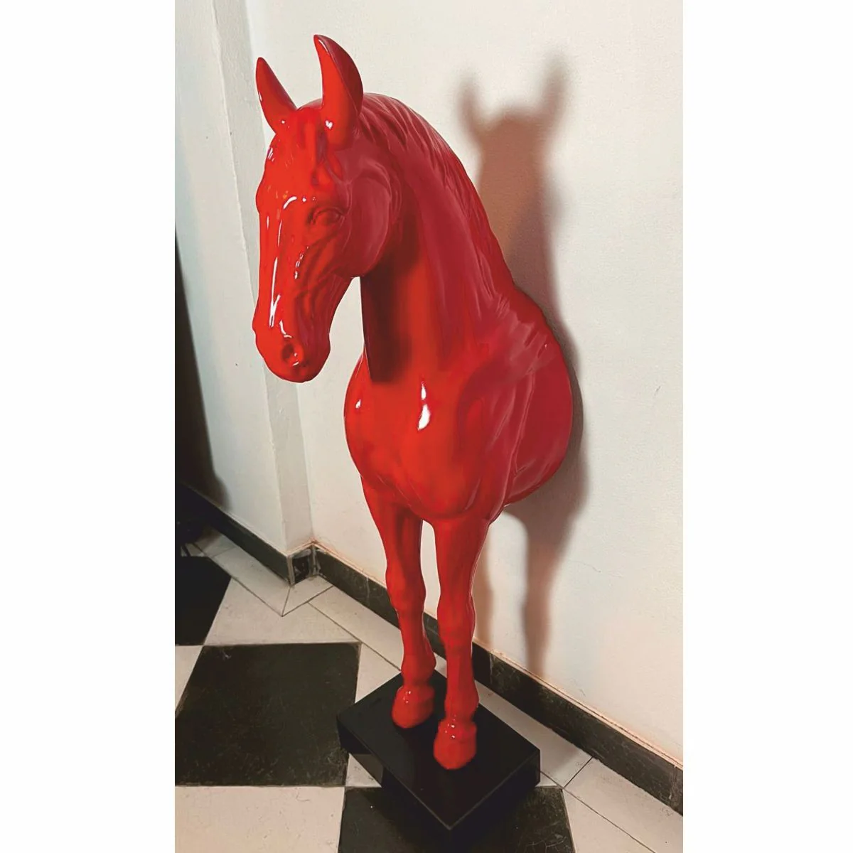 Wall decoration sculpture horse red / black H. 96 cm - decorative figure