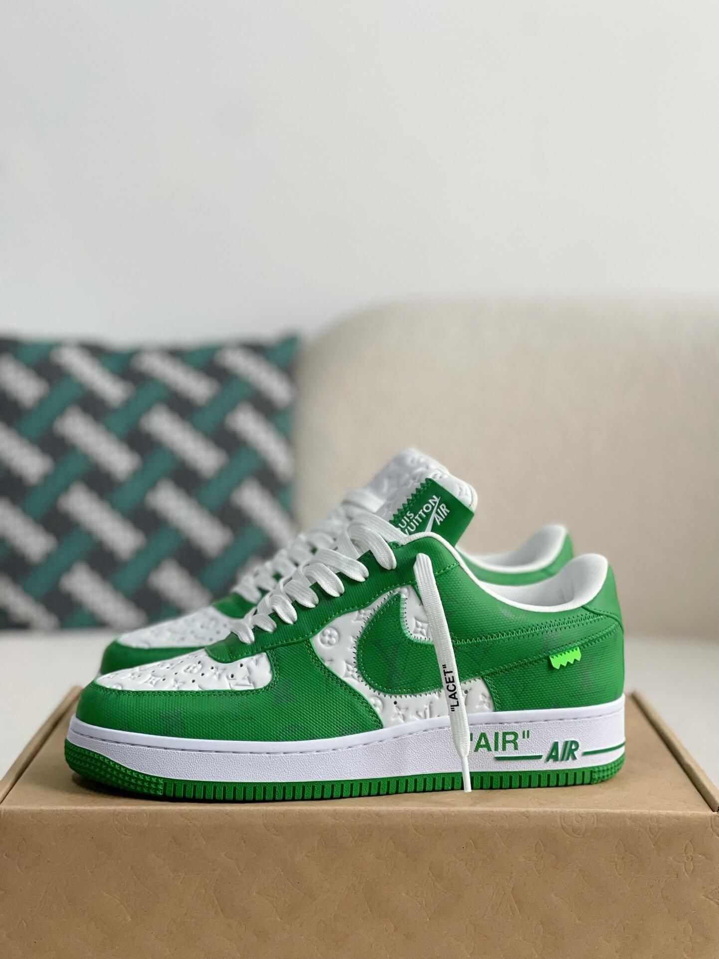 Louis Vuitton X Air Force 1 Low Green White Sneakers - Sneaker Replica Workshop