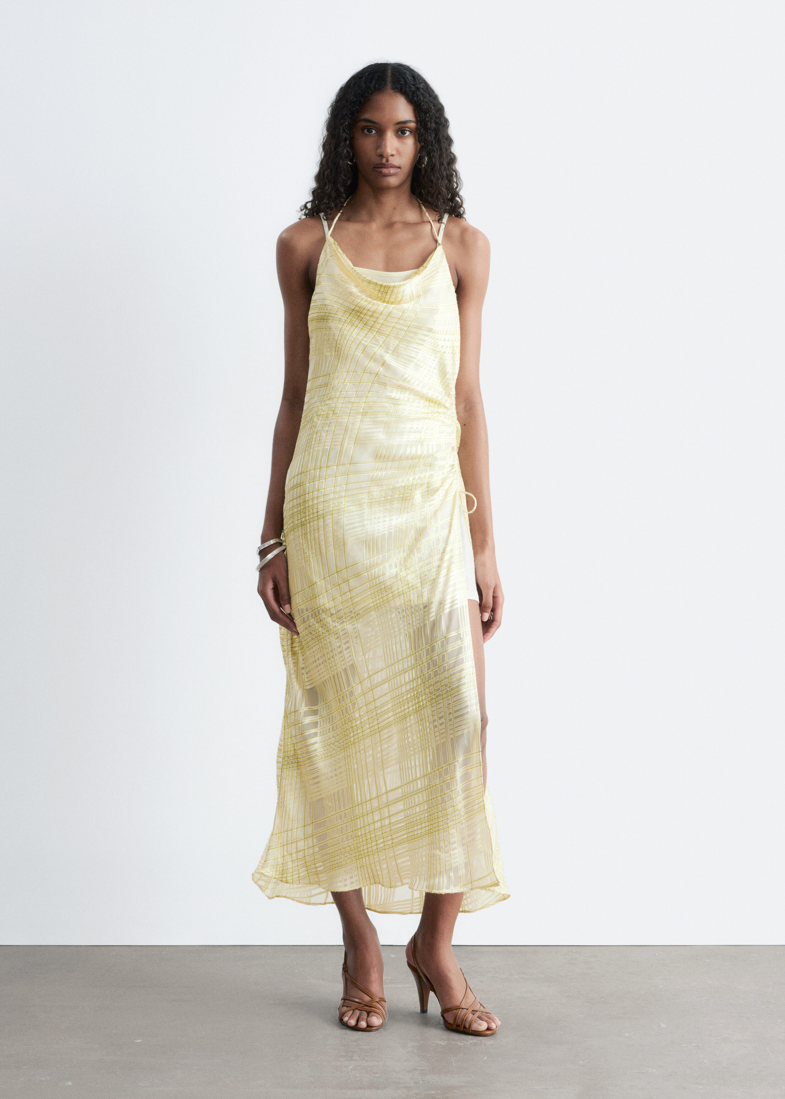 & Other Stories COWL-NECK JACQUARD MIDI DRESS
