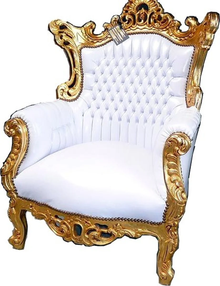 Baroque armchair Al Capone white/gold