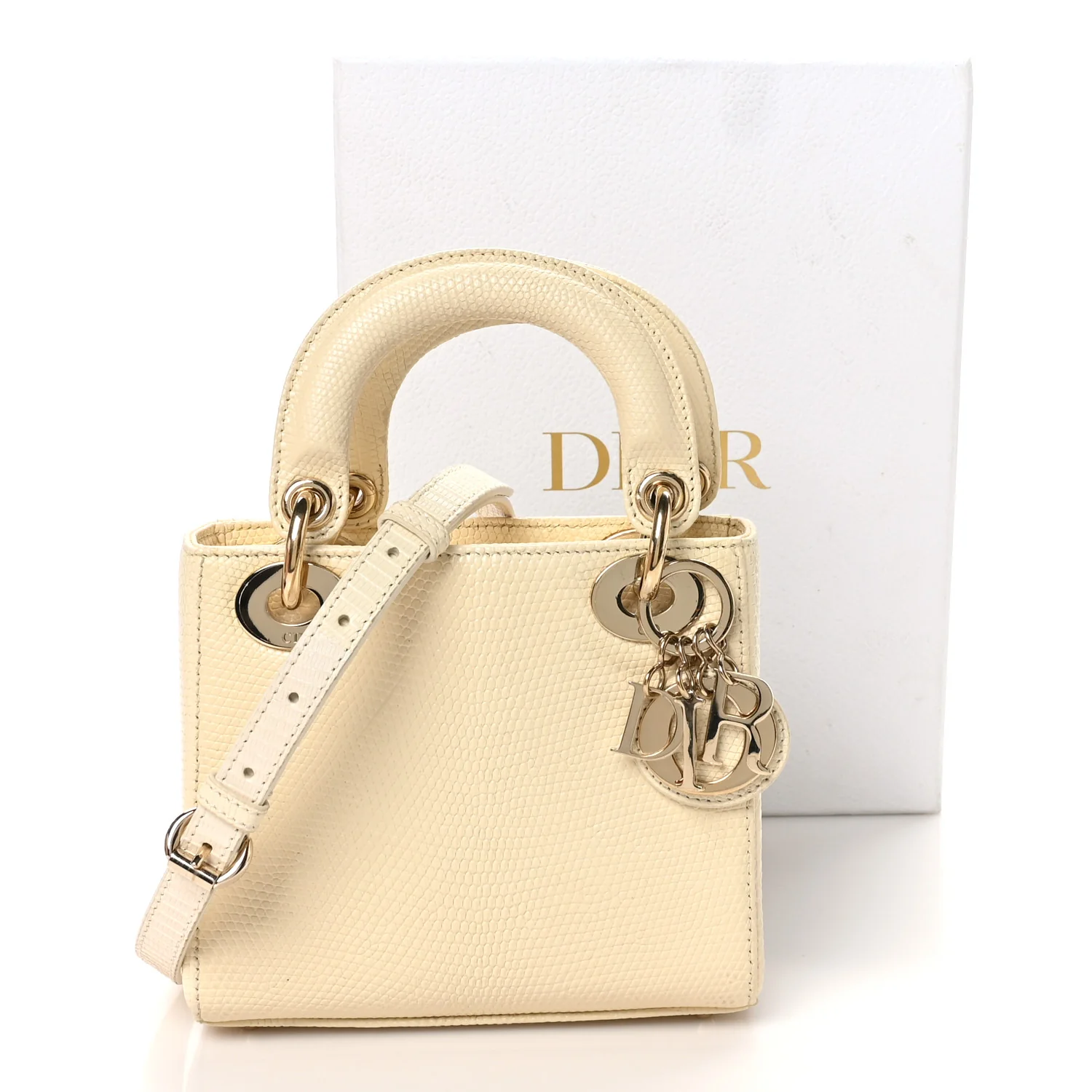 Lizard Mini Lady Dior White - Top Club