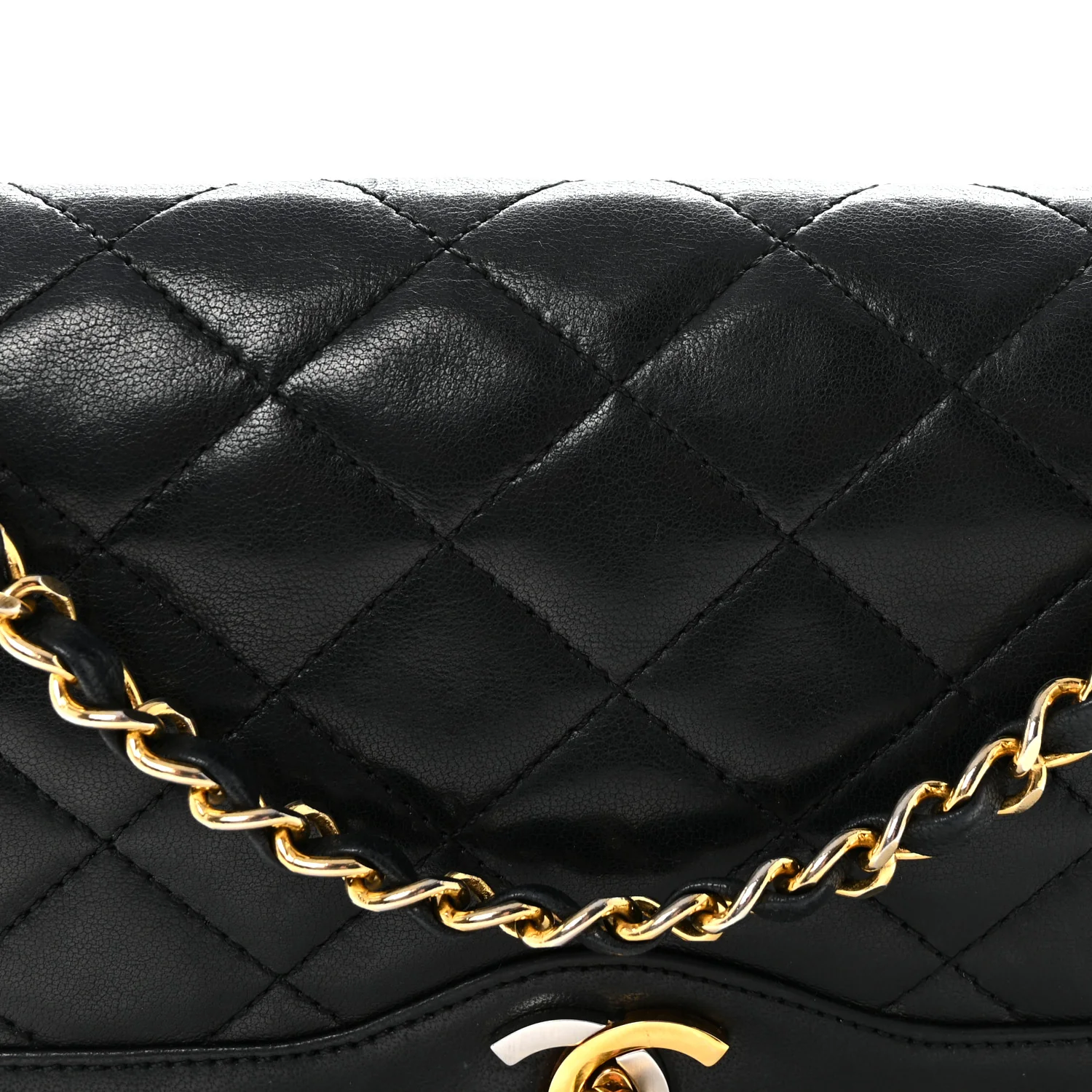 Lambskin Quilted Medium Double Flap Bag Black - Top Club