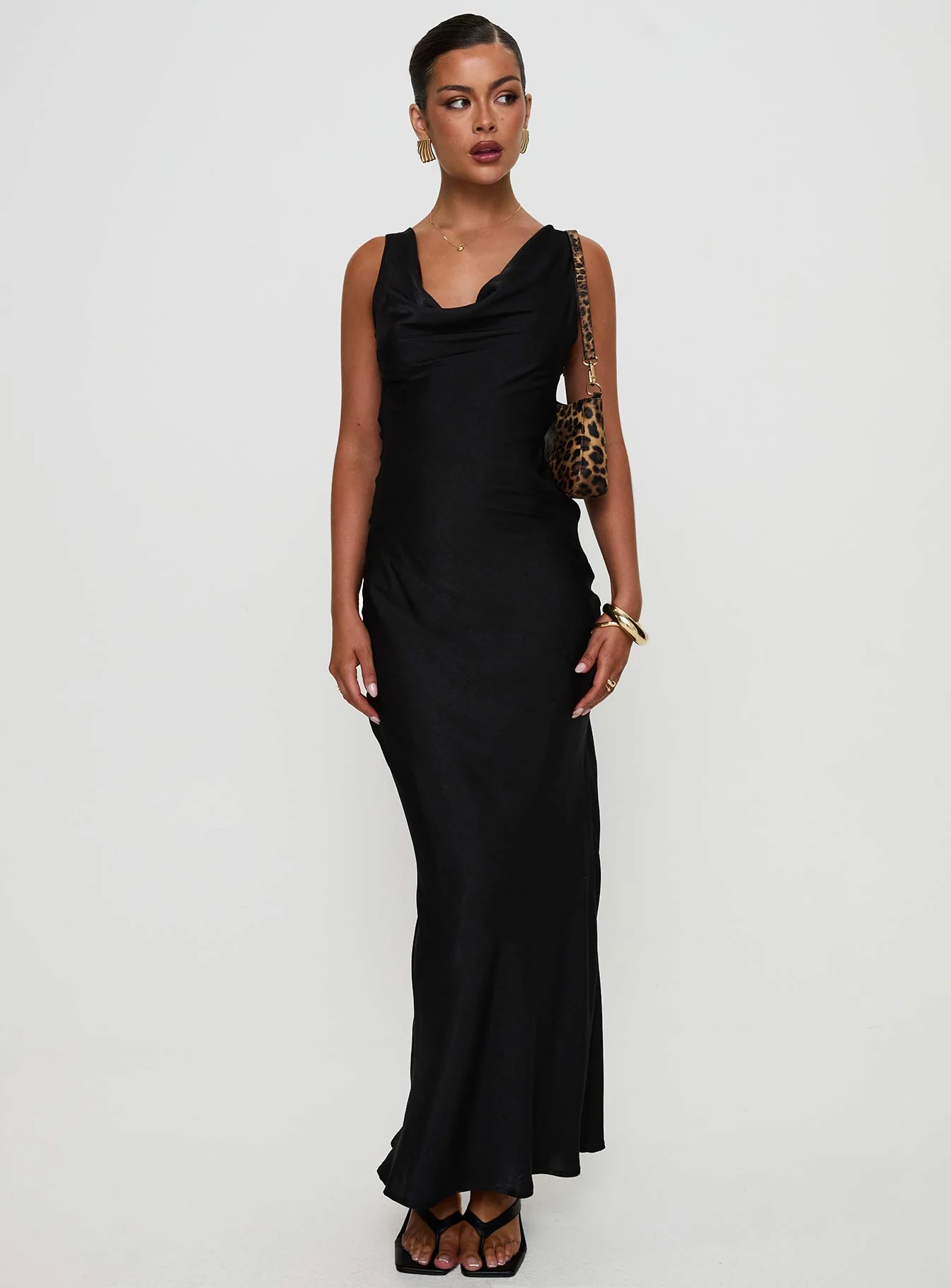Make Memories Cowl Neck Maxi Dress Black