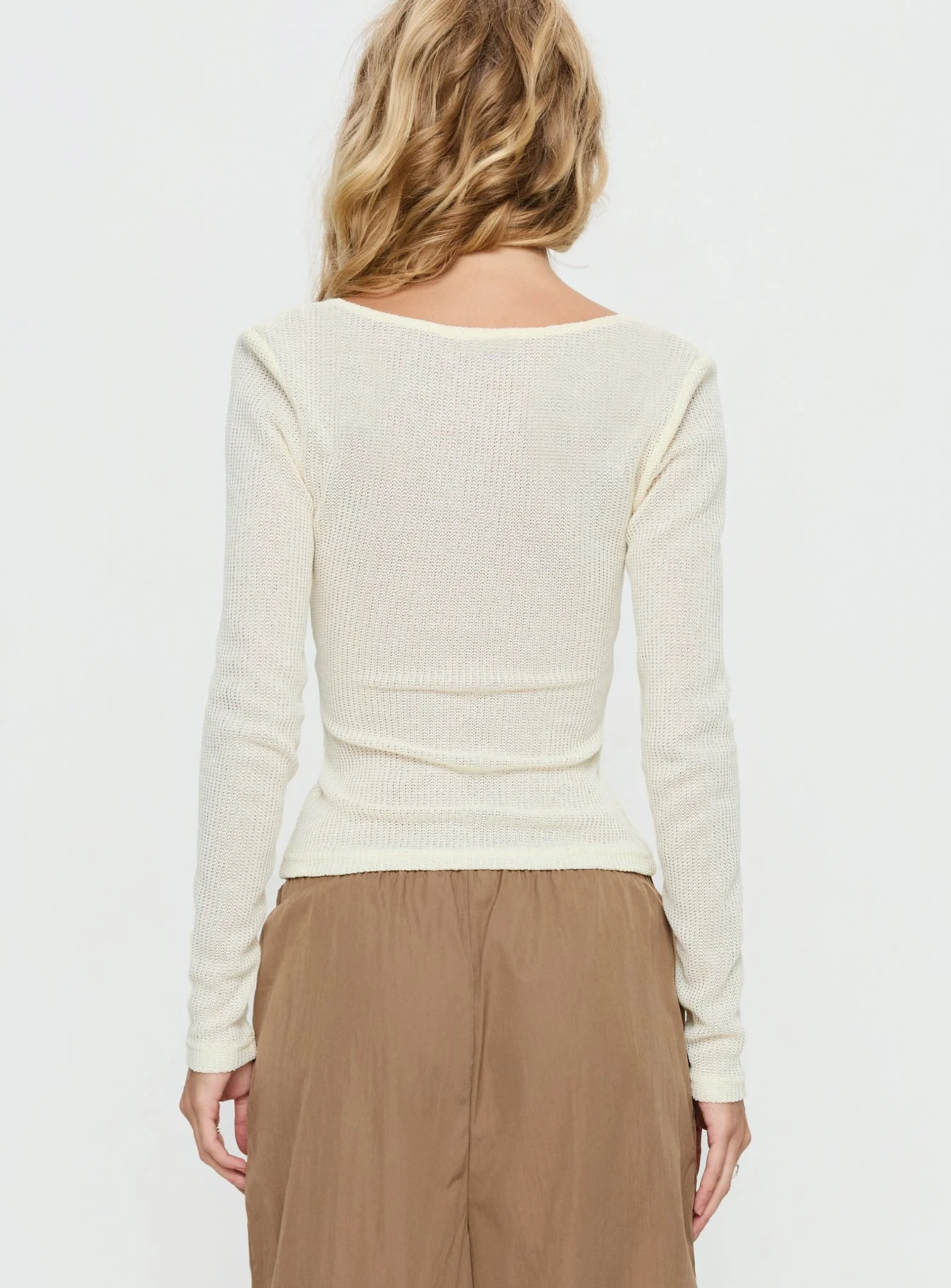 Cassidey Cross Front Long Sleeve Top Cream
