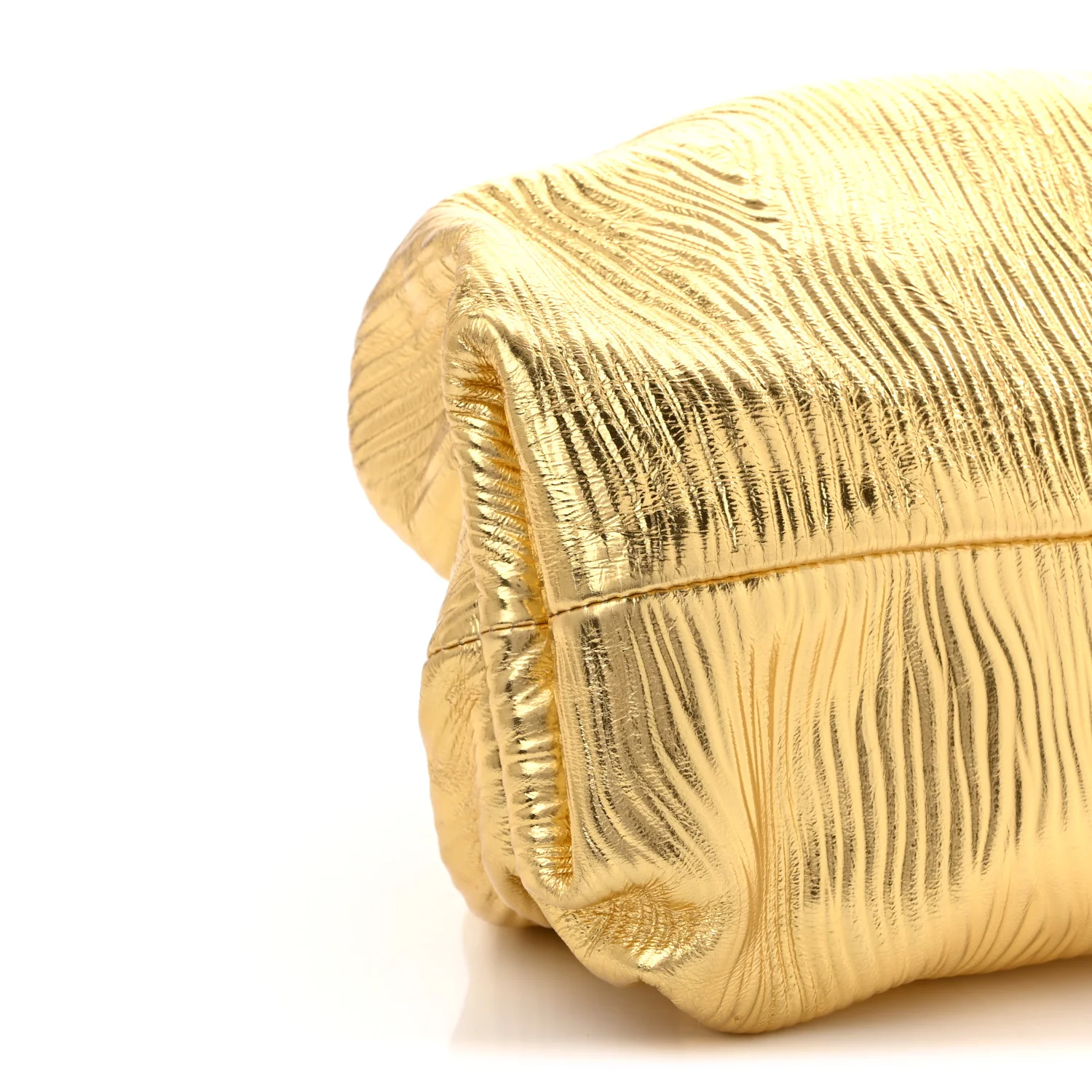 Metallic Bark Calfskin Embossed The Pouch Oversized Clutch Oro - Top Club