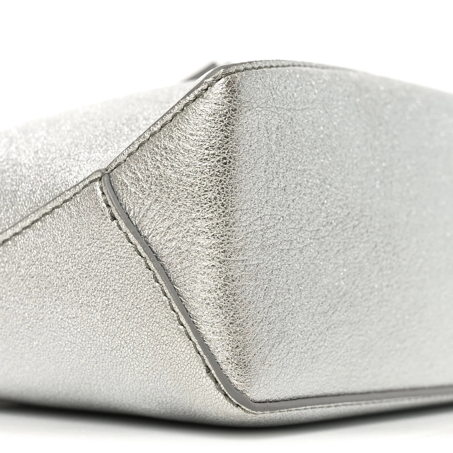 Laminated Lambskin Mini Puzzle Edge Bag Silver - Top Club