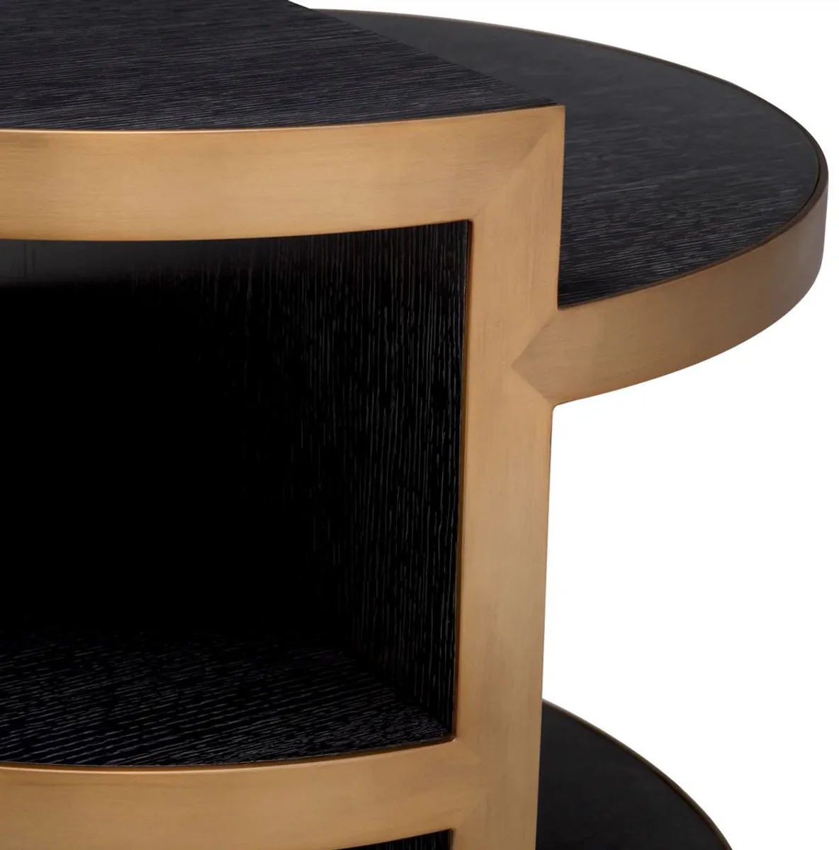 Luxury side table black gray / brass Ø 65 x H. 55.5 cm - Round living room solid wood table - Living room furniture - Luxury furniture - Luxury collection