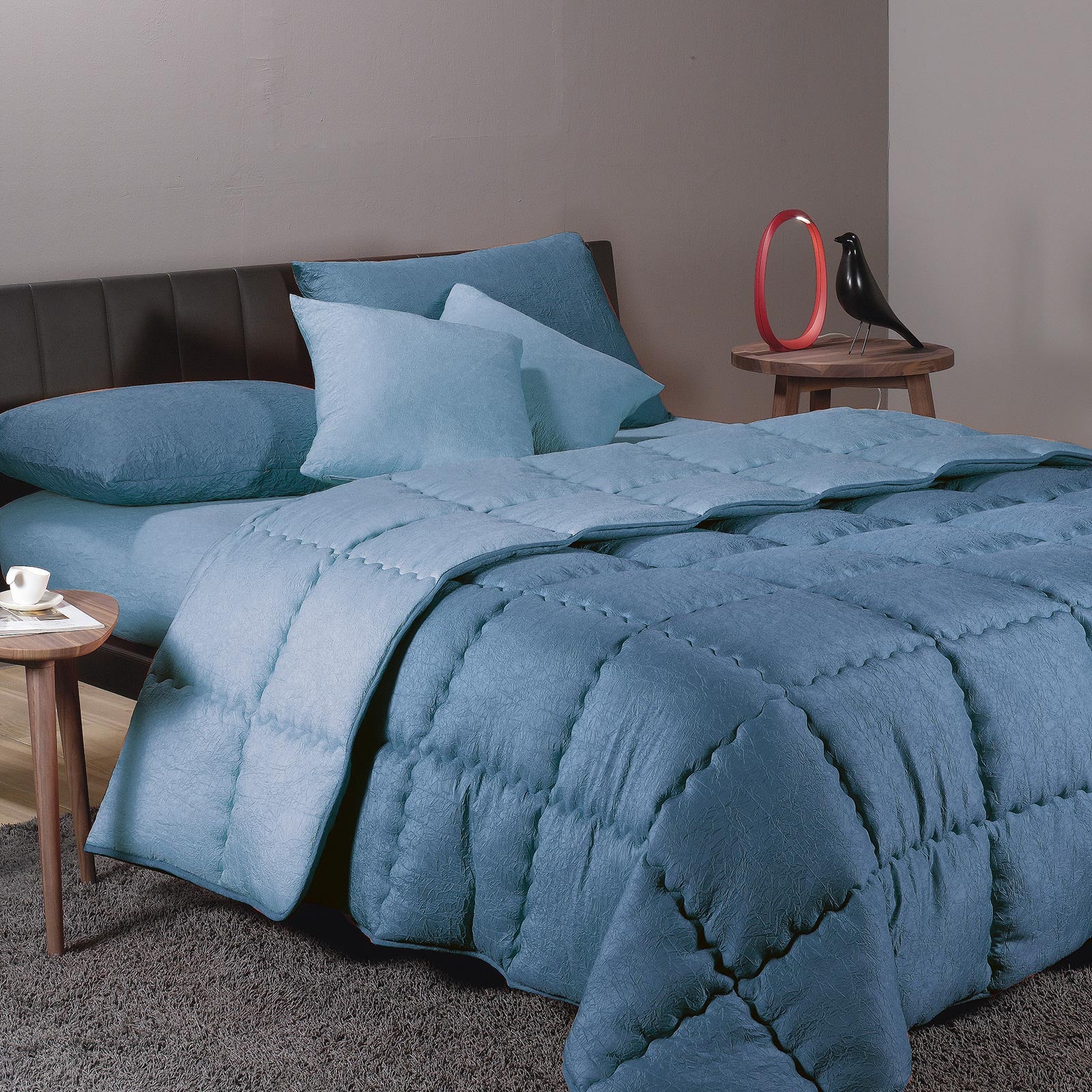 Pagoda microfiber quilt No Stiro Pagoda Single Azzurro Modern