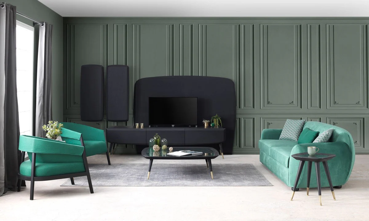 Luxury side table black / green / antique brass 45 x 45 x H. 53 cm - Square table with marble top - Living room furniture - Hotel furniture - Luxury furniture