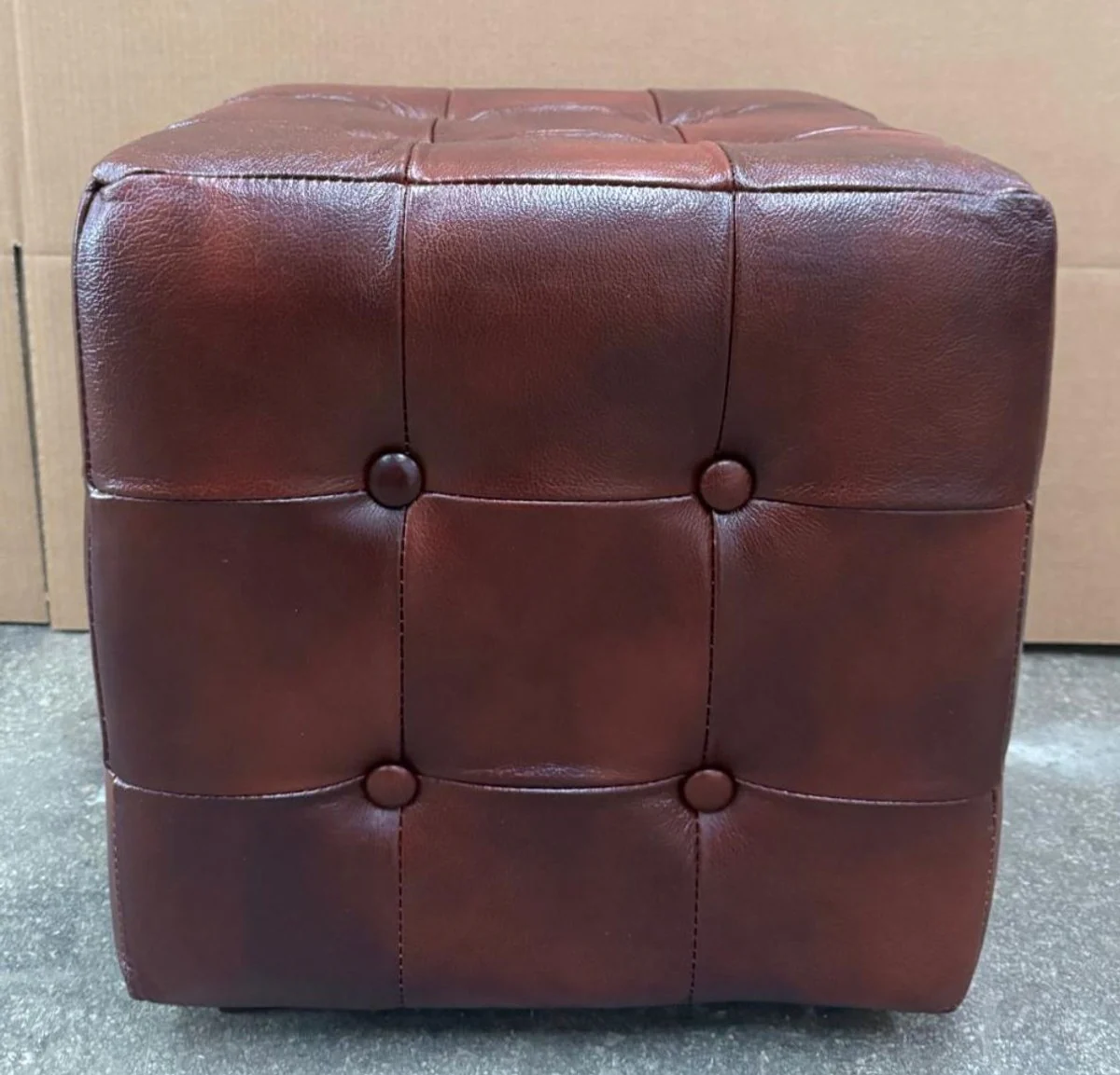 Luxury Chesterfield leather genuine leather stool stool dark brown