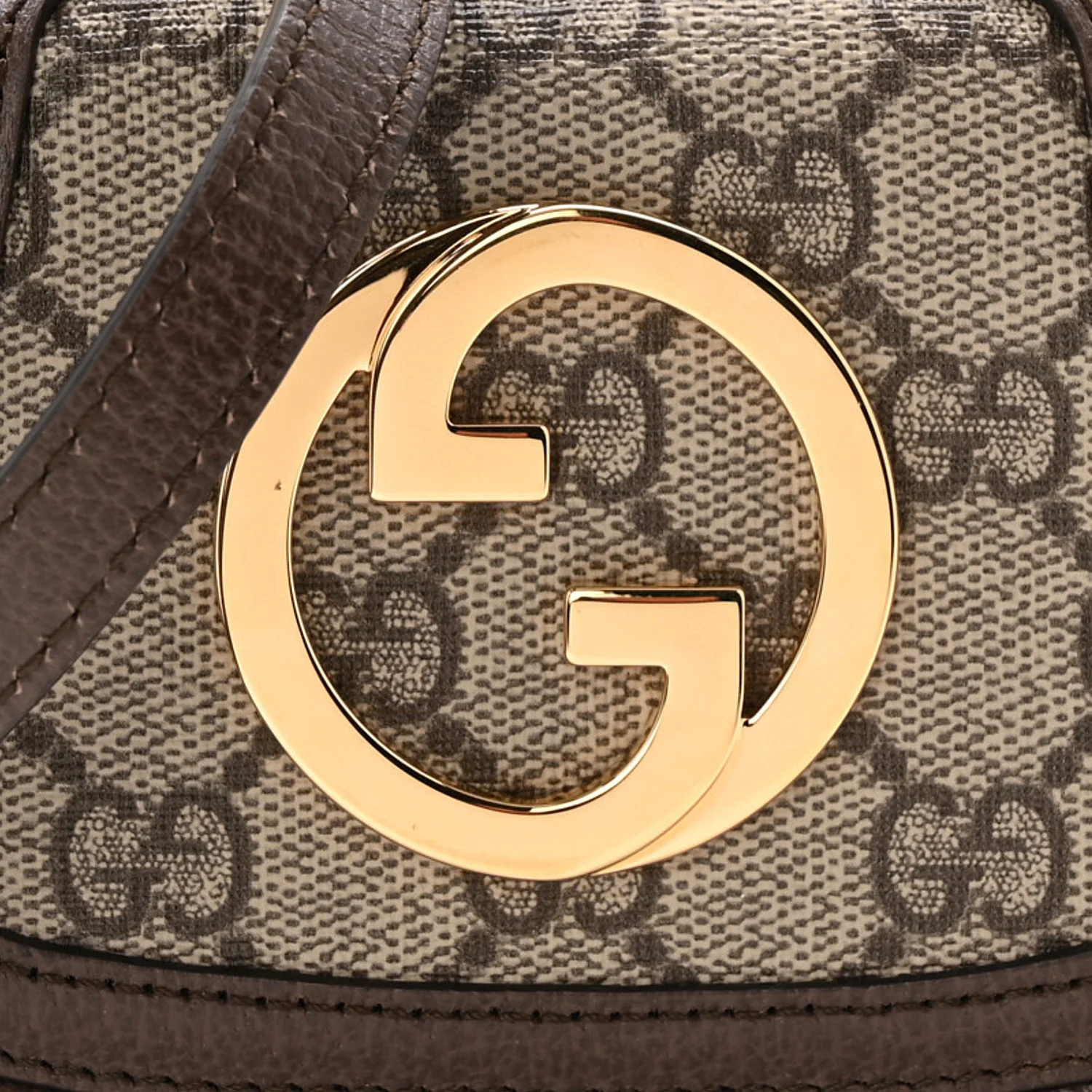 GG Supreme Monogram Textured Dollar Calfskin Blondie Card Case Wallet with Strap Beige Ebony New Acero - Top Club