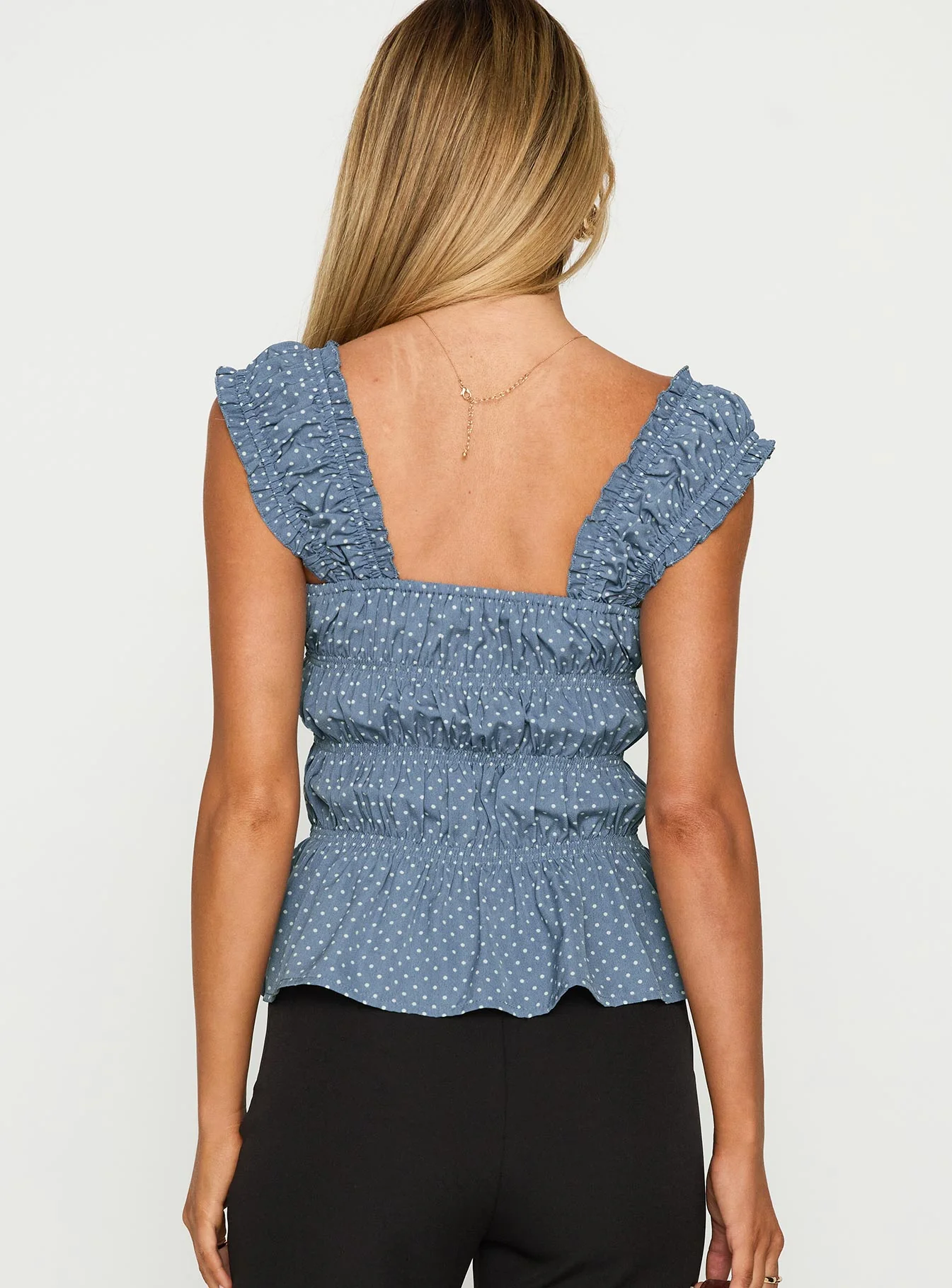 Scouts Honour Shirred Top Blue / White